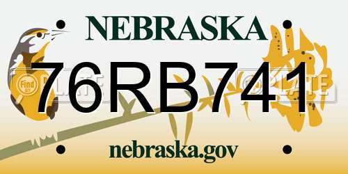 76RB741 Nebraska License Plate