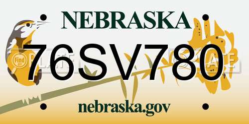 76SV780 Nebraska License Plate