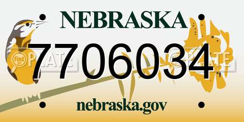 7706034 Nebraska License Plate