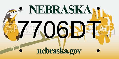 7706DT Nebraska License Plate