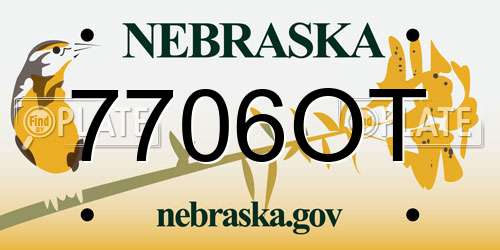 7706OT Nebraska License Plate