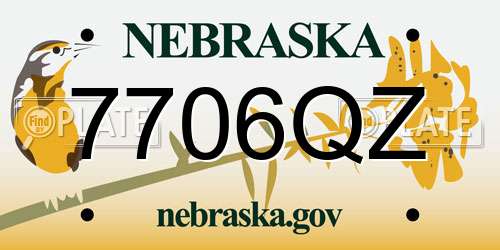 7706QZ Nebraska License Plate