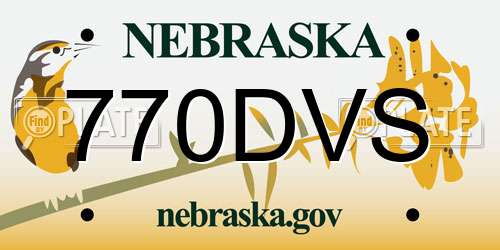 770DVS Nebraska License Plate