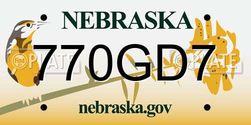770GD7 Nebraska License Plate