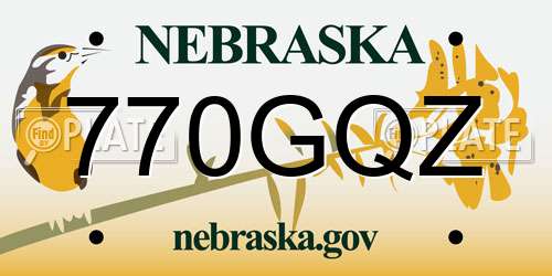 770GQZ Nebraska License Plate