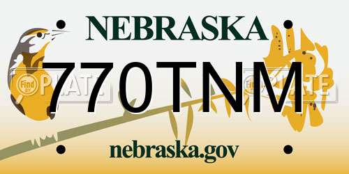 770TNM Nebraska License Plate