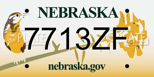 7713ZF Nebraska License Plate