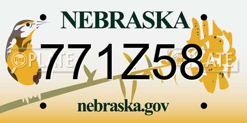 771Z58 Nebraska License Plate