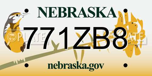 771ZB8 Nebraska License Plate