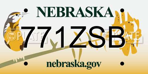 771ZSB Nebraska License Plate