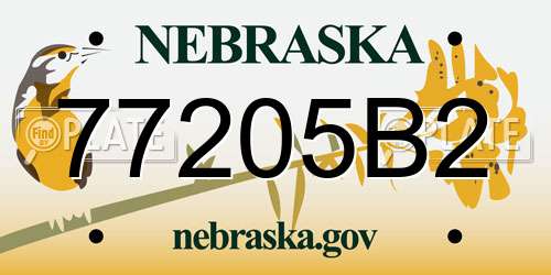 77205B2 Nebraska License Plate