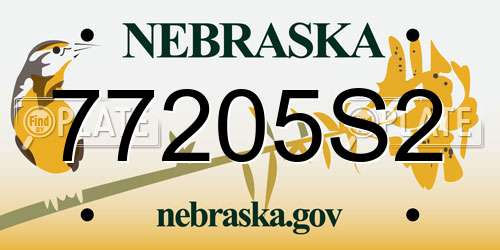 77205S2 Nebraska License Plate