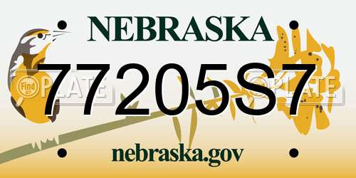 77205S7 Nebraska License Plate