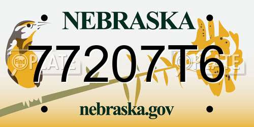 77207T6 Nebraska License Plate