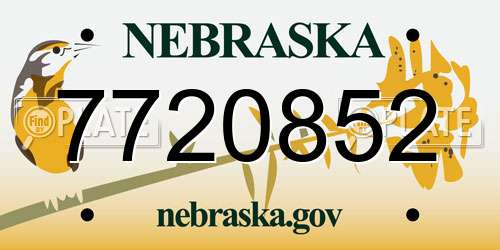 7720852 Nebraska License Plate