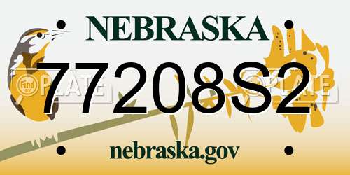 77208S2 Nebraska License Plate