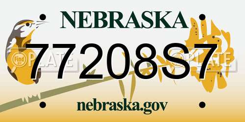 77208S7 Nebraska License Plate