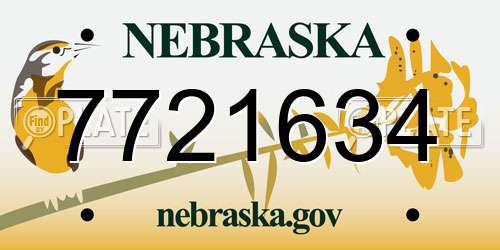 7721634 Nebraska License Plate