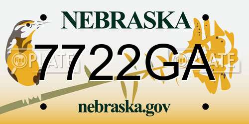 7722GA Nebraska License Plate