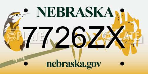 7726ZX Nebraska License Plate