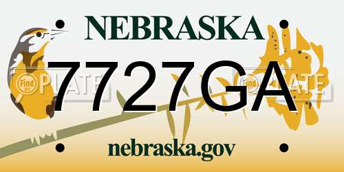 7727GA Nebraska License Plate