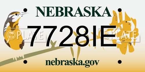 7728IE Nebraska License Plate