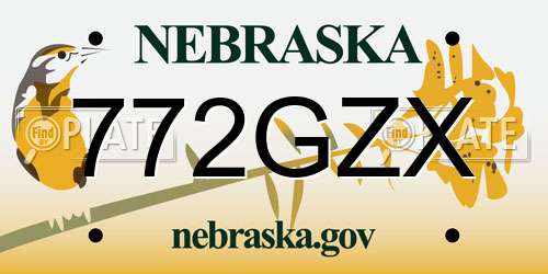 772GZX Nebraska License Plate