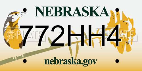 772HH4 Nebraska License Plate