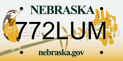 772LUM Nebraska License Plate