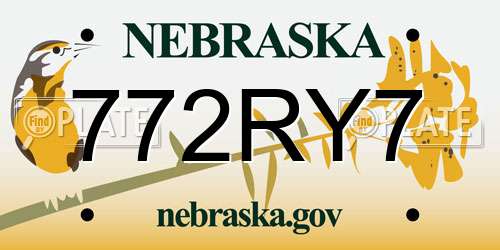 772RY7 Nebraska License Plate