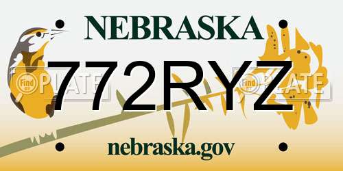 772RYZ Nebraska License Plate