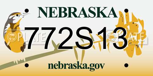 772S13 Nebraska License Plate