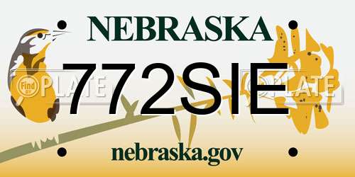 772SIE Nebraska License Plate