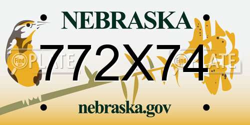 772X74 Nebraska License Plate