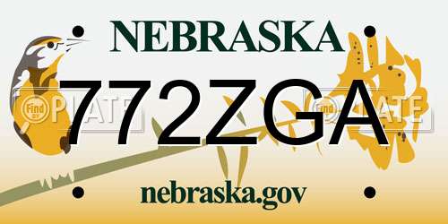 772ZGA Nebraska License Plate