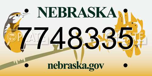 7748335 Nebraska License Plate