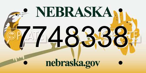 7748338 Nebraska License Plate
