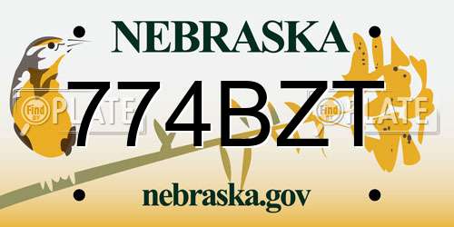 774BZT Nebraska License Plate