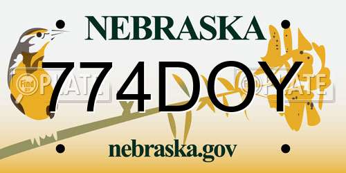 774DOY Nebraska License Plate