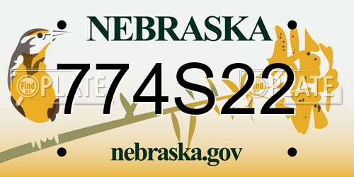 774S22 Nebraska License Plate