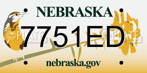 7751ED Nebraska License Plate