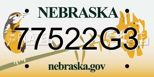 77522G3 Nebraska License Plate