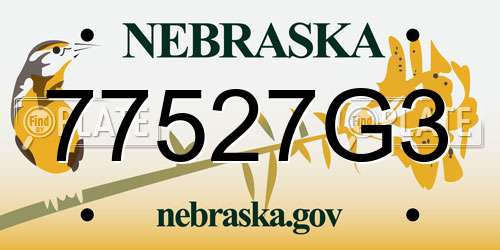 77527G3 Nebraska License Plate