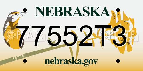 77552T3 Nebraska License Plate