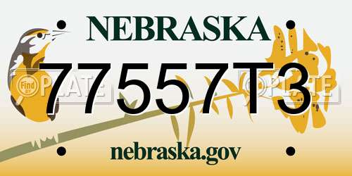 77557T3 Nebraska License Plate