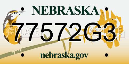 77572G3 Nebraska License Plate