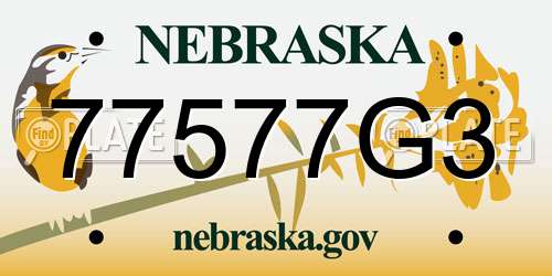 77577G3 Nebraska License Plate