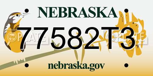 77582T3 Nebraska License Plate