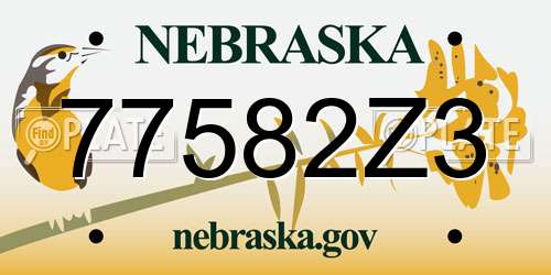 77582Z3 Nebraska License Plate