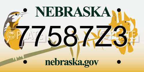 77587Z3 Nebraska License Plate